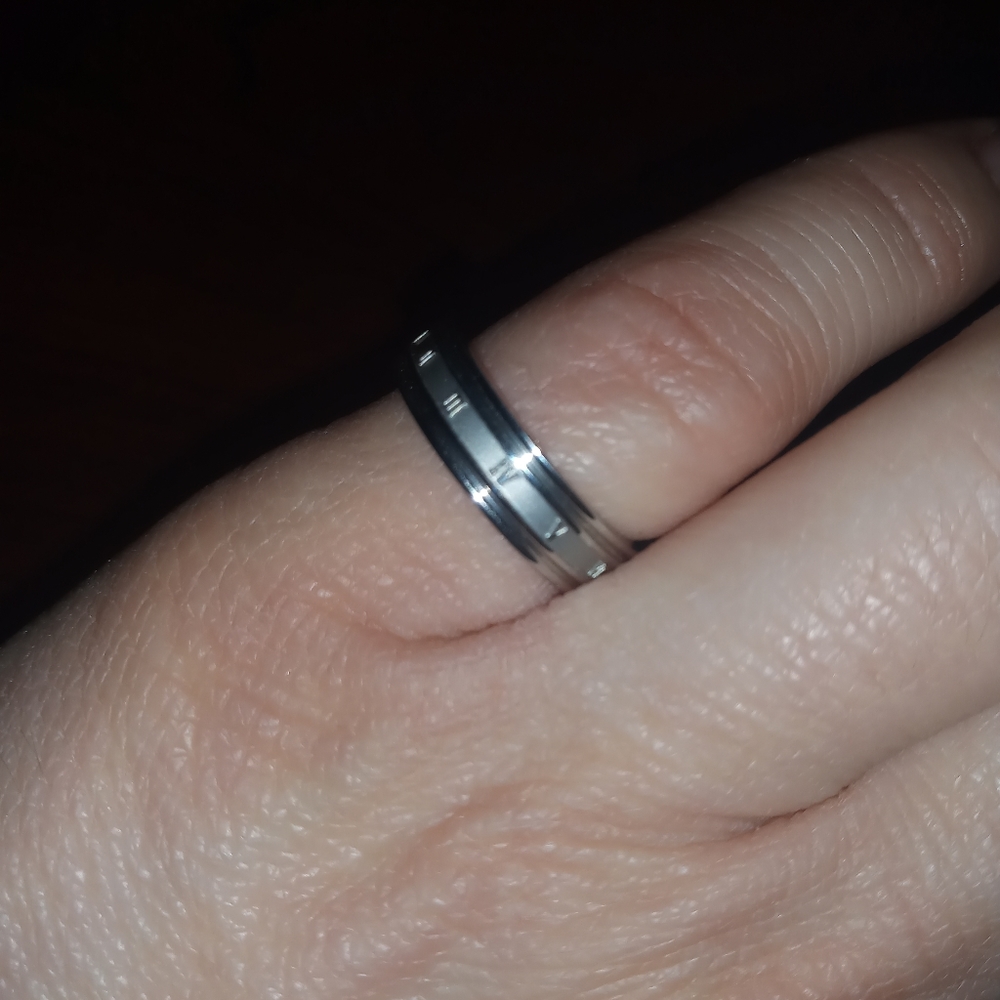 EUC Steeltime Roman Numeral Stainless Steel Ring